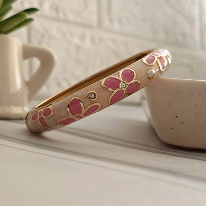 Women Thick Floral Enamel Kada Bracelet