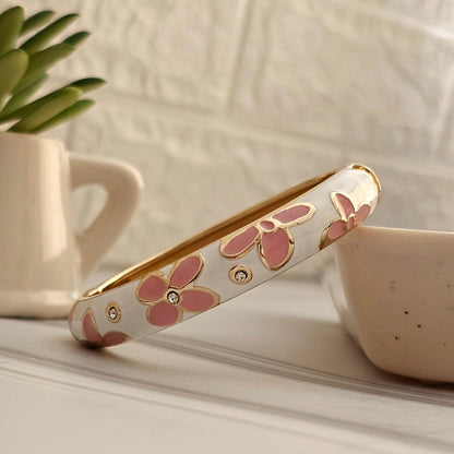 Women Thick Floral Enamel Kada Bracelet