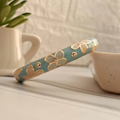 Women Thick Floral Enamel Kada Bracelet