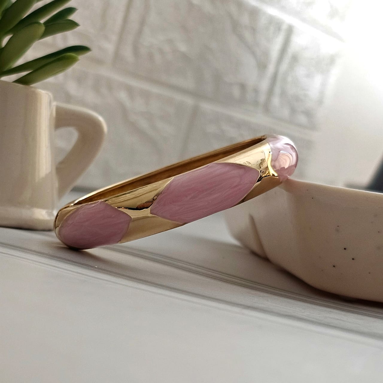 Women Thick Cross Enamel Kada Bracelet