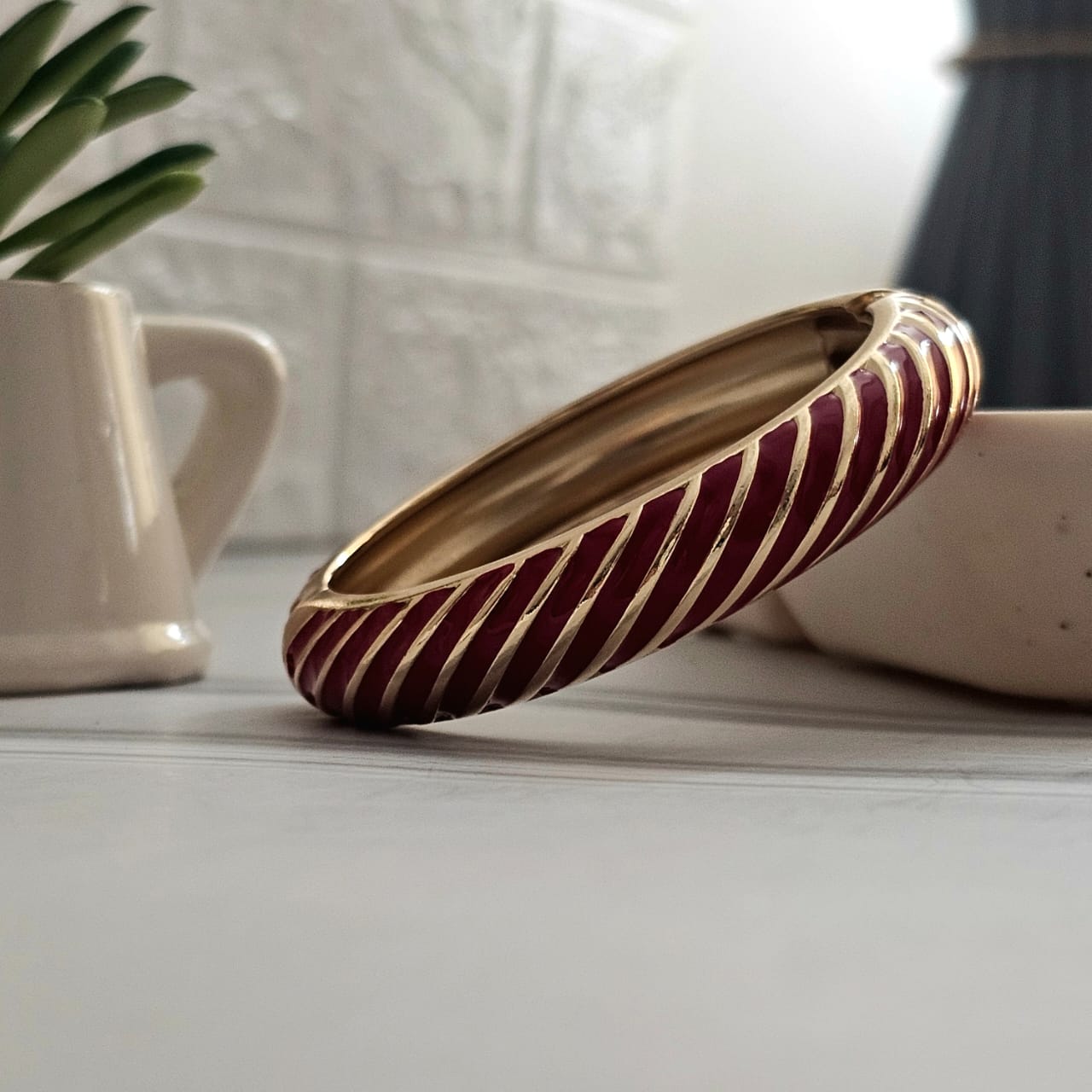 Women Stripped Enamel Kada Bracelet