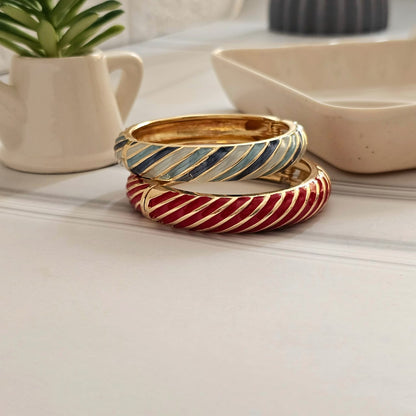 Women Stripped Enamel Kada Bracelet