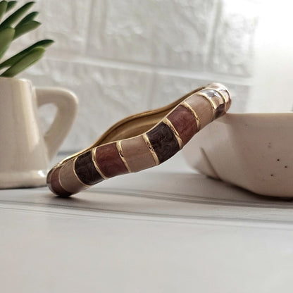 Women Curve Block Enamel Kada Bracelet