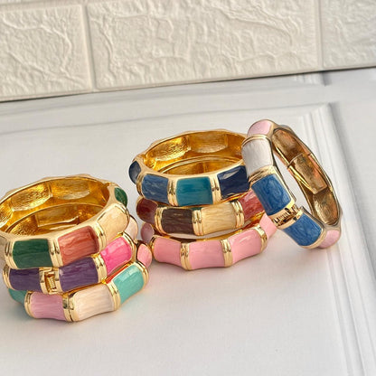 Women Big Color Block Enamel Kada Bracelet