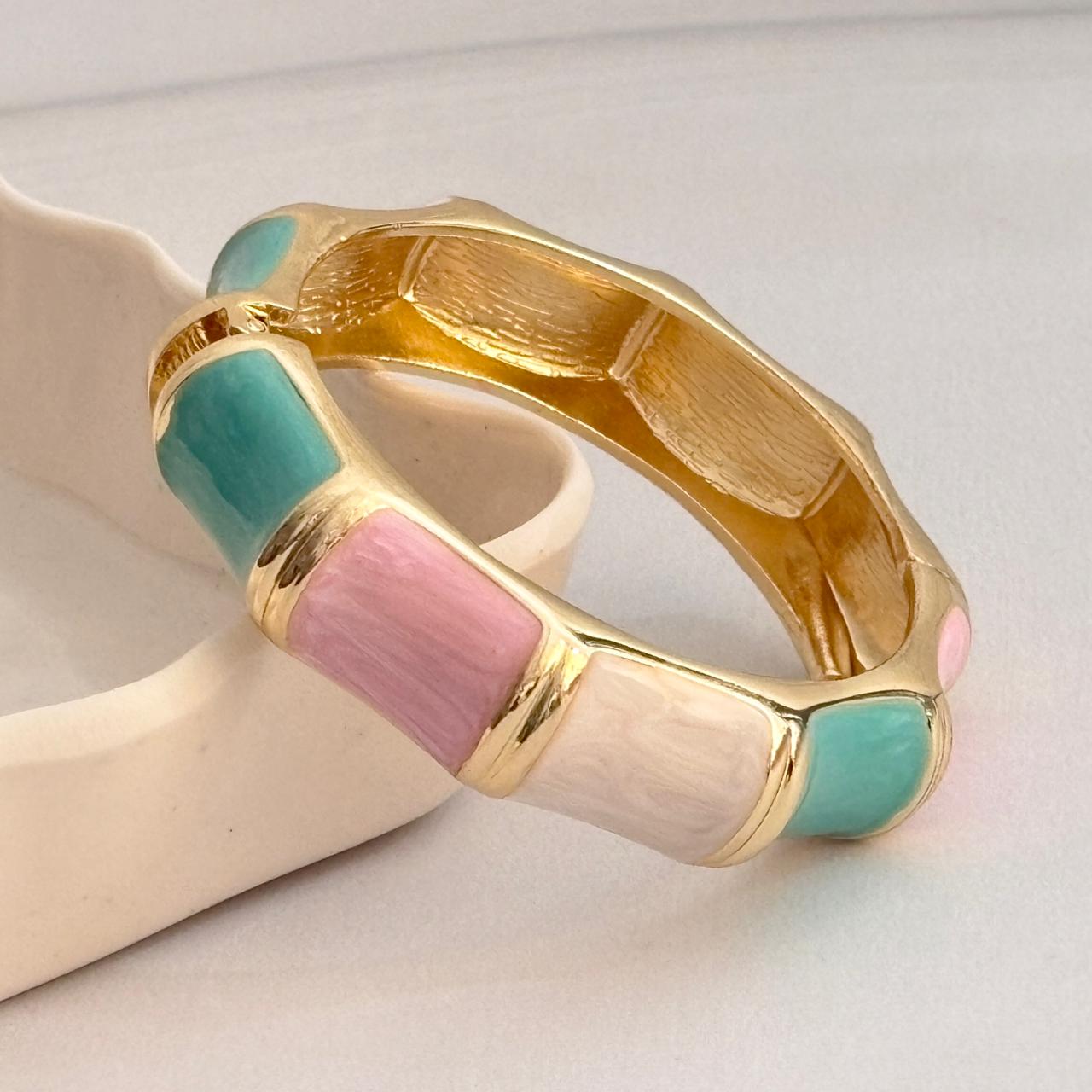 Women Big Color Block Enamel Kada Bracelet