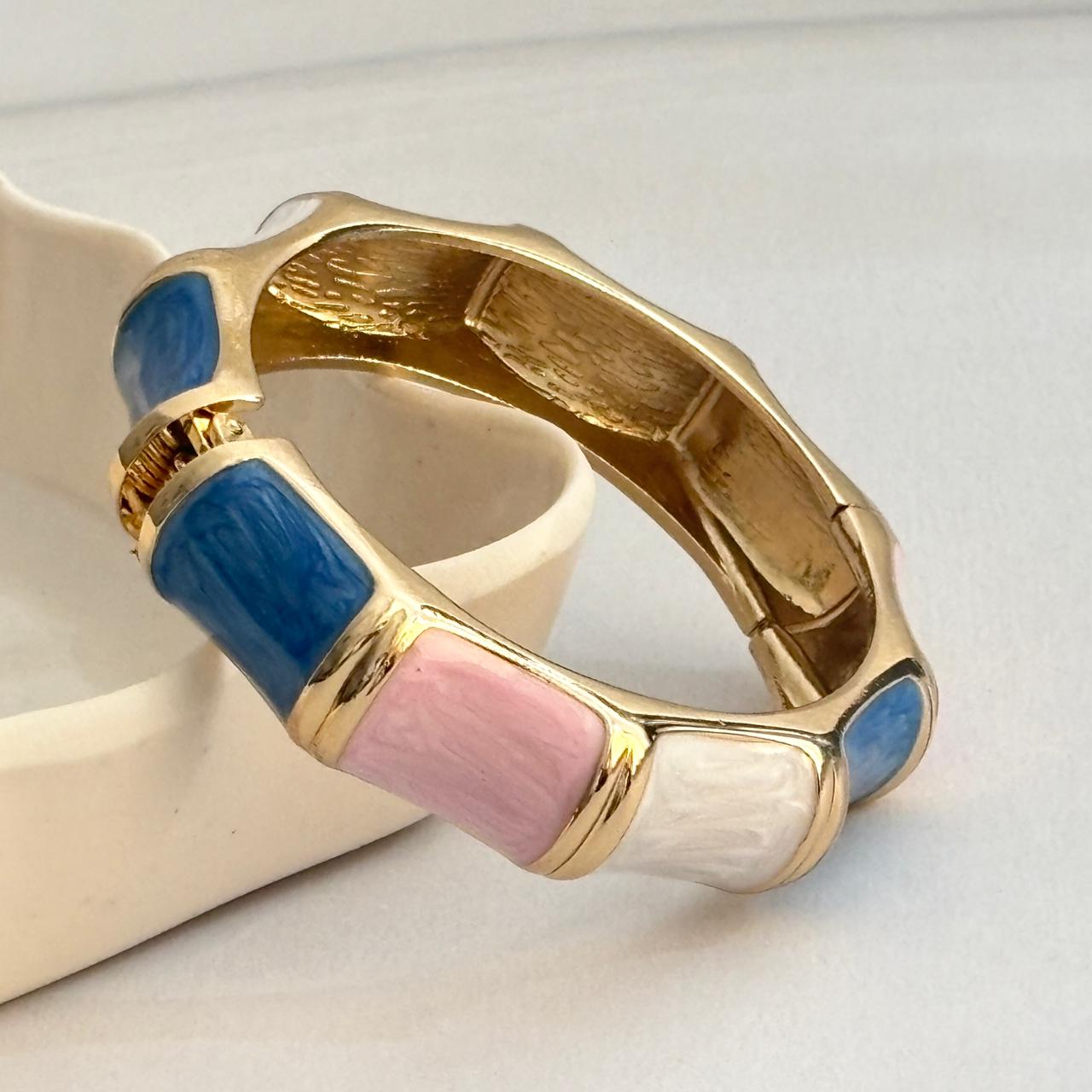 Women Big Color Block Enamel Kada Bracelet