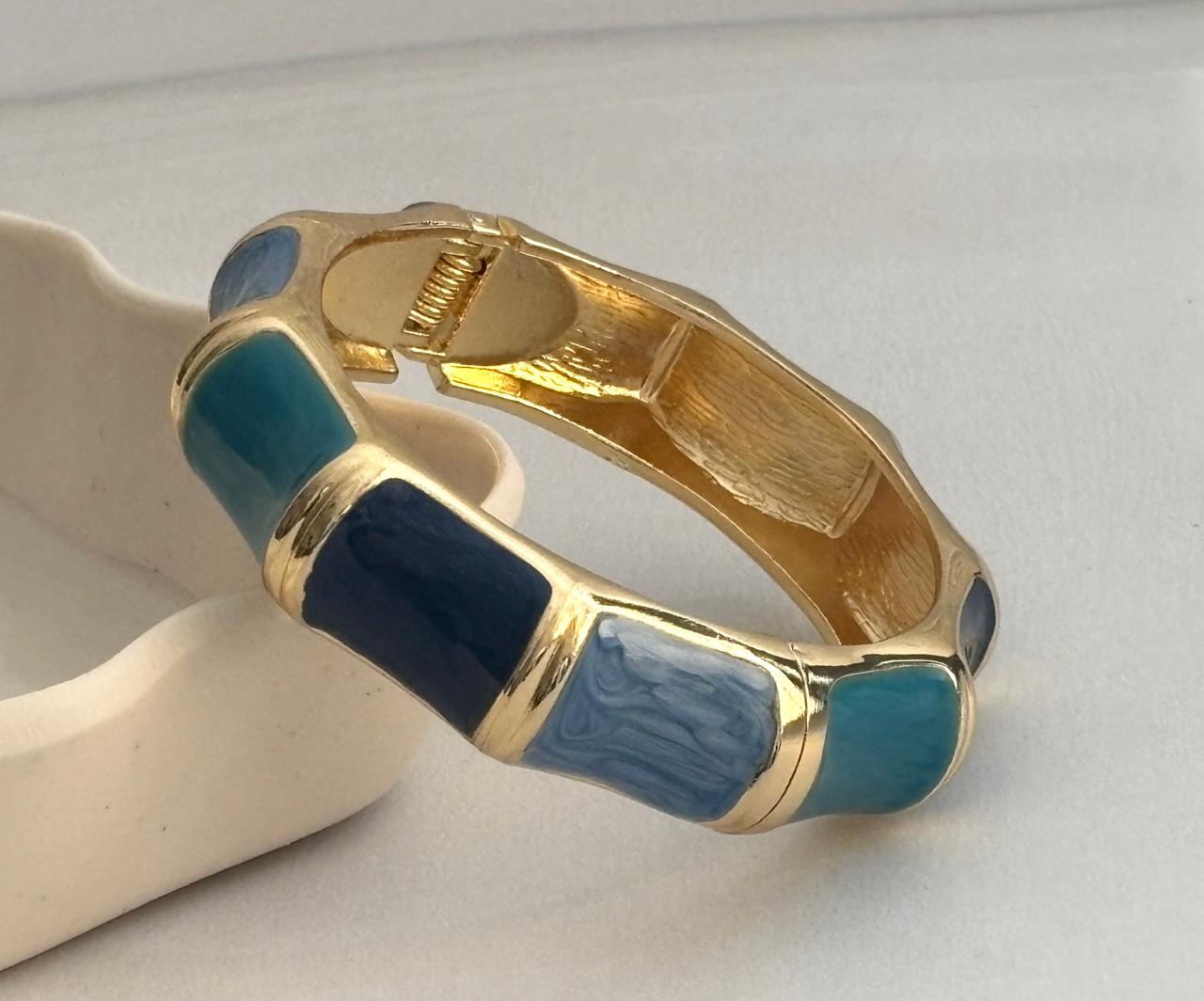 Women Big Color Block Enamel Kada Bracelet