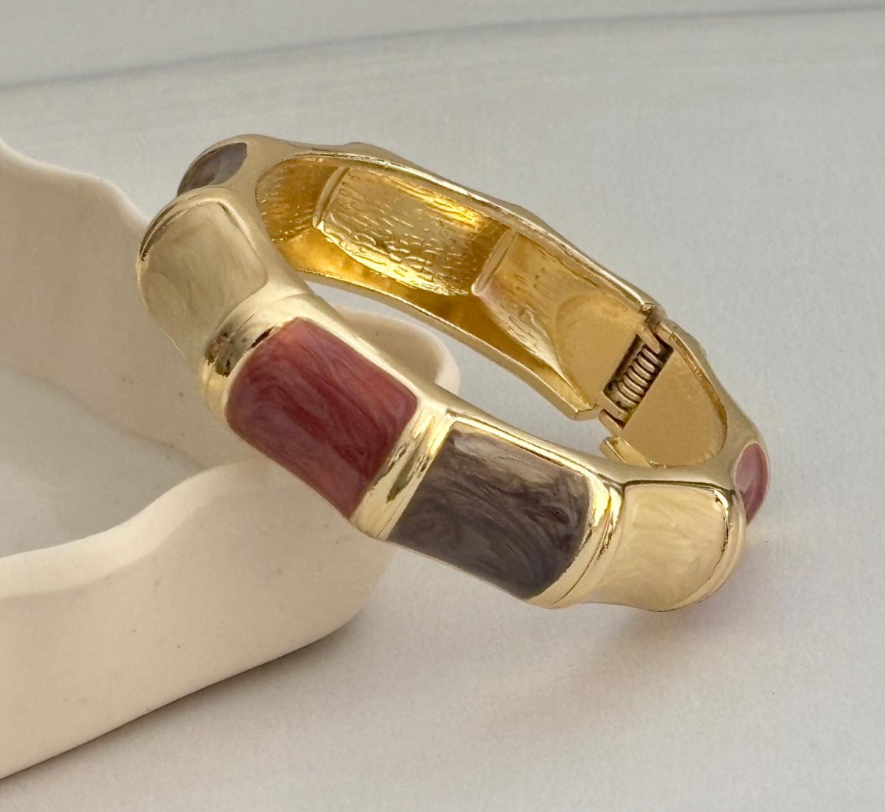 Women Big Color Block Enamel Kada Bracelet
