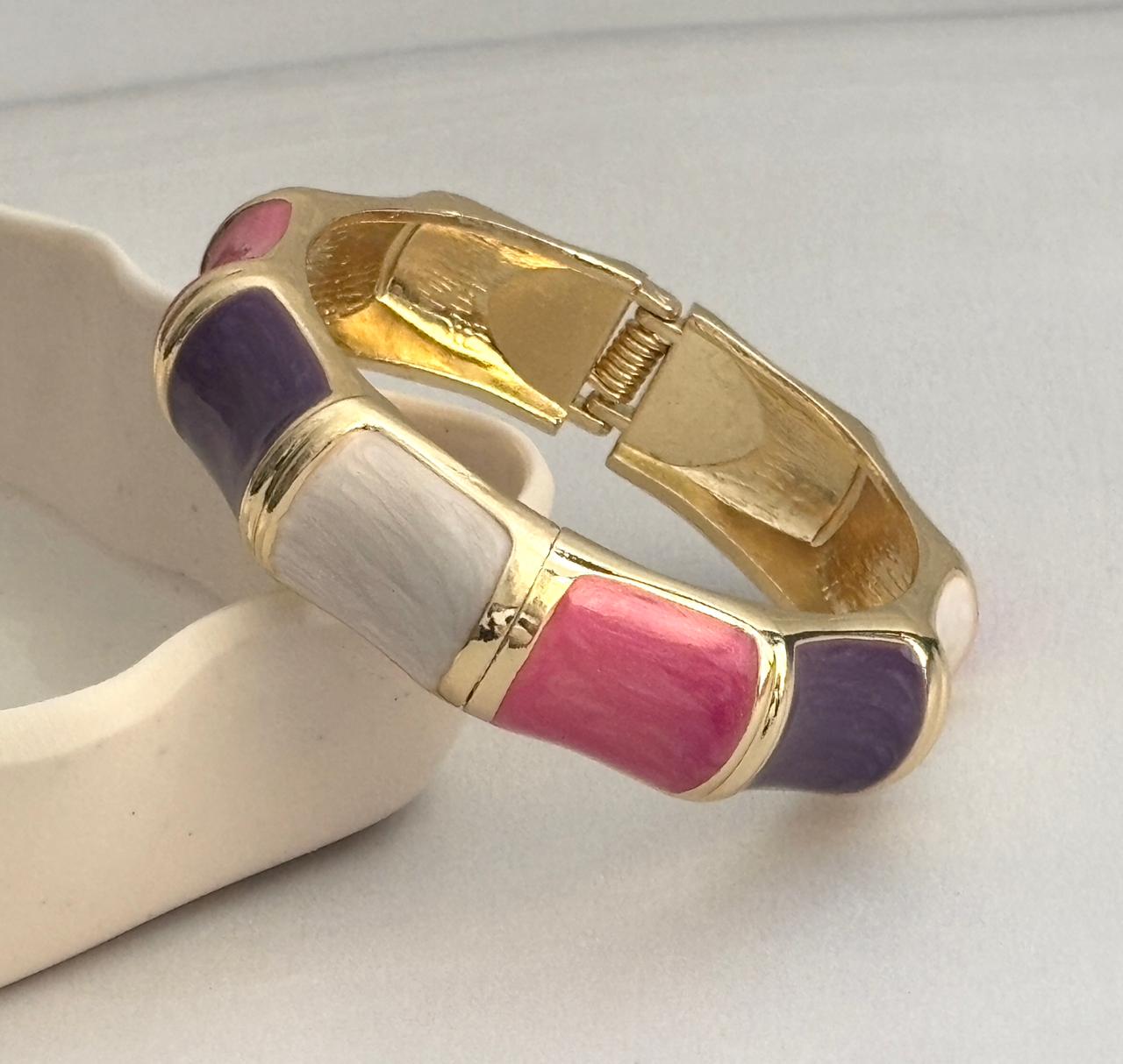 Women Big Color Block Enamel Kada Bracelet