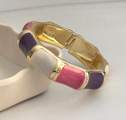 Women Big Color Block Enamel Kada Bracelet
