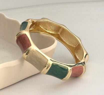 Women Big Color Block Enamel Kada Bracelet