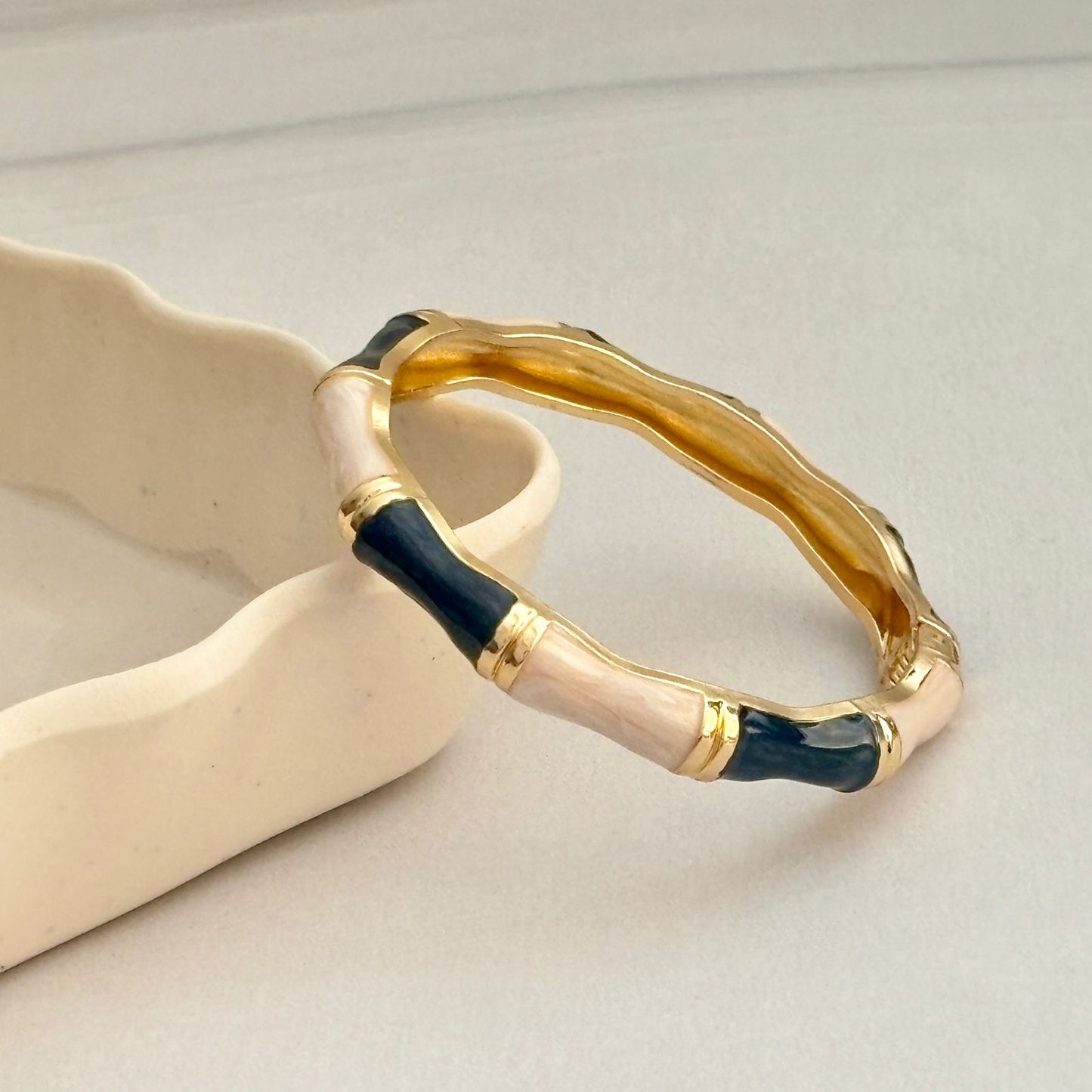 Women Bamboo Style Enamel Kada Bracelet