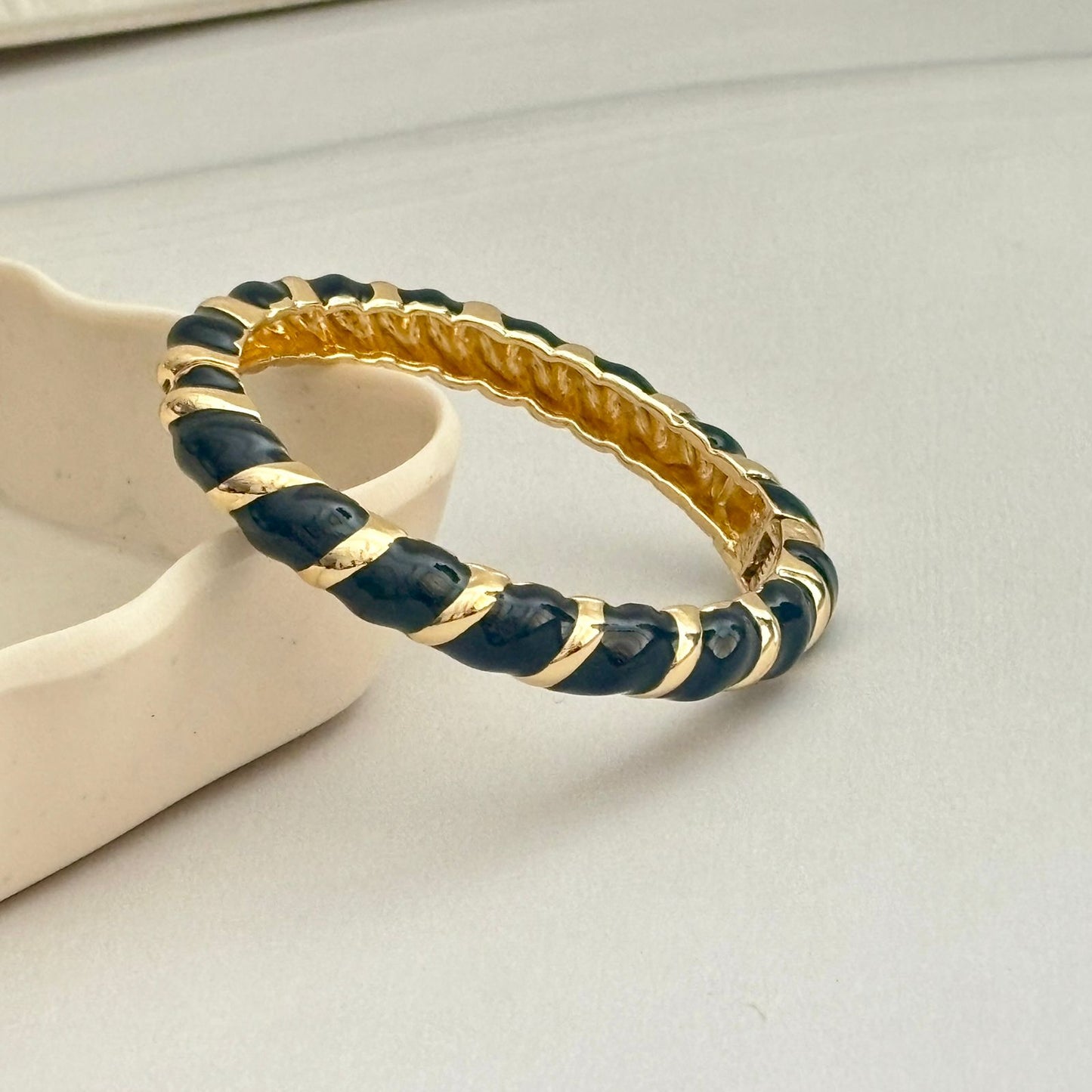 Women Striped Enamel Kada Bracelet