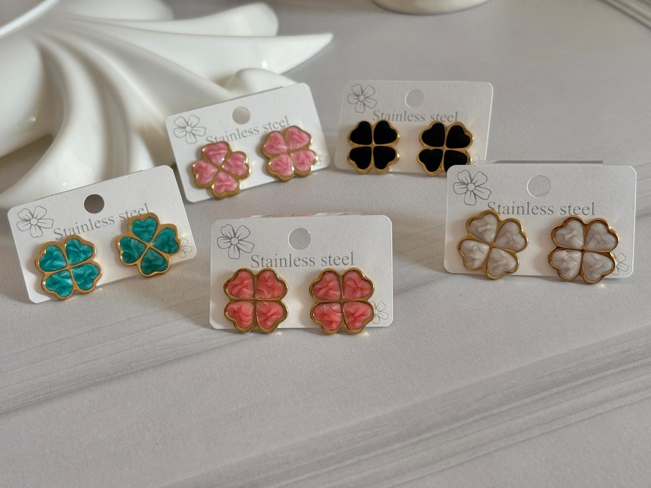 Women Enamel Clover Earring