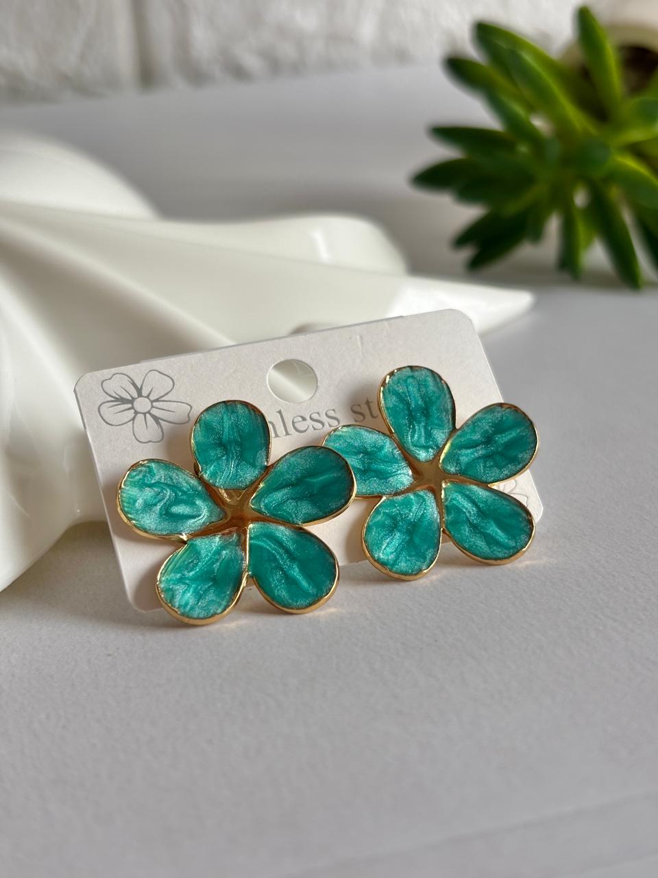 Women Enamel Big Flower Earring
