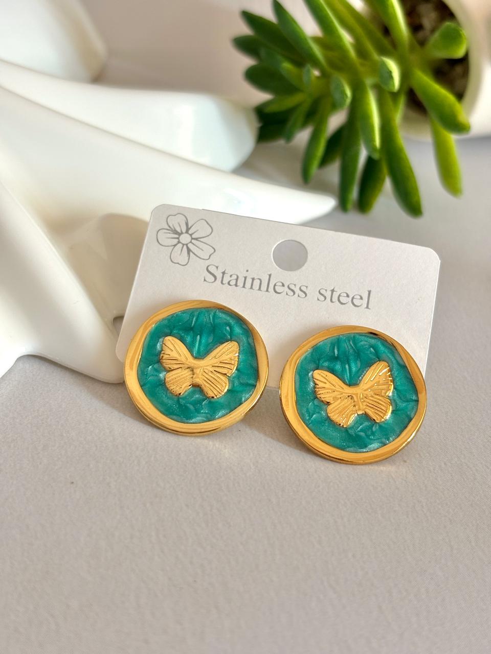 Women Enamel Chunky Butterfly Earring
