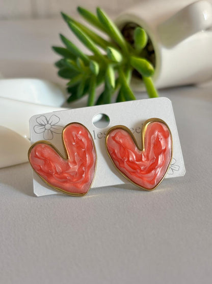 Women Enamel Chunky Heart Earring