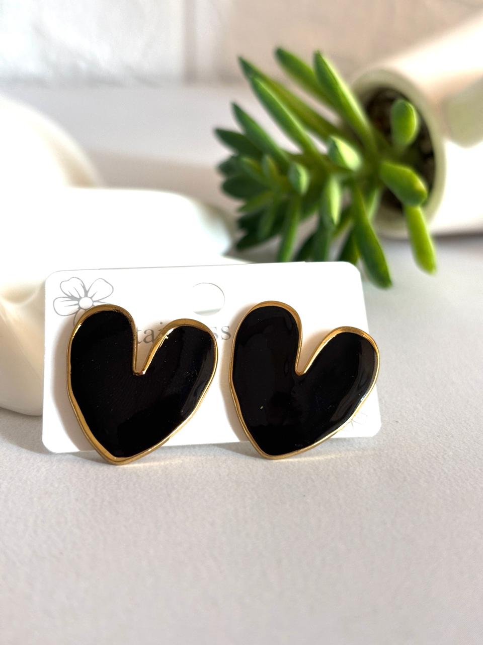 Women Enamel Chunky Heart Earring
