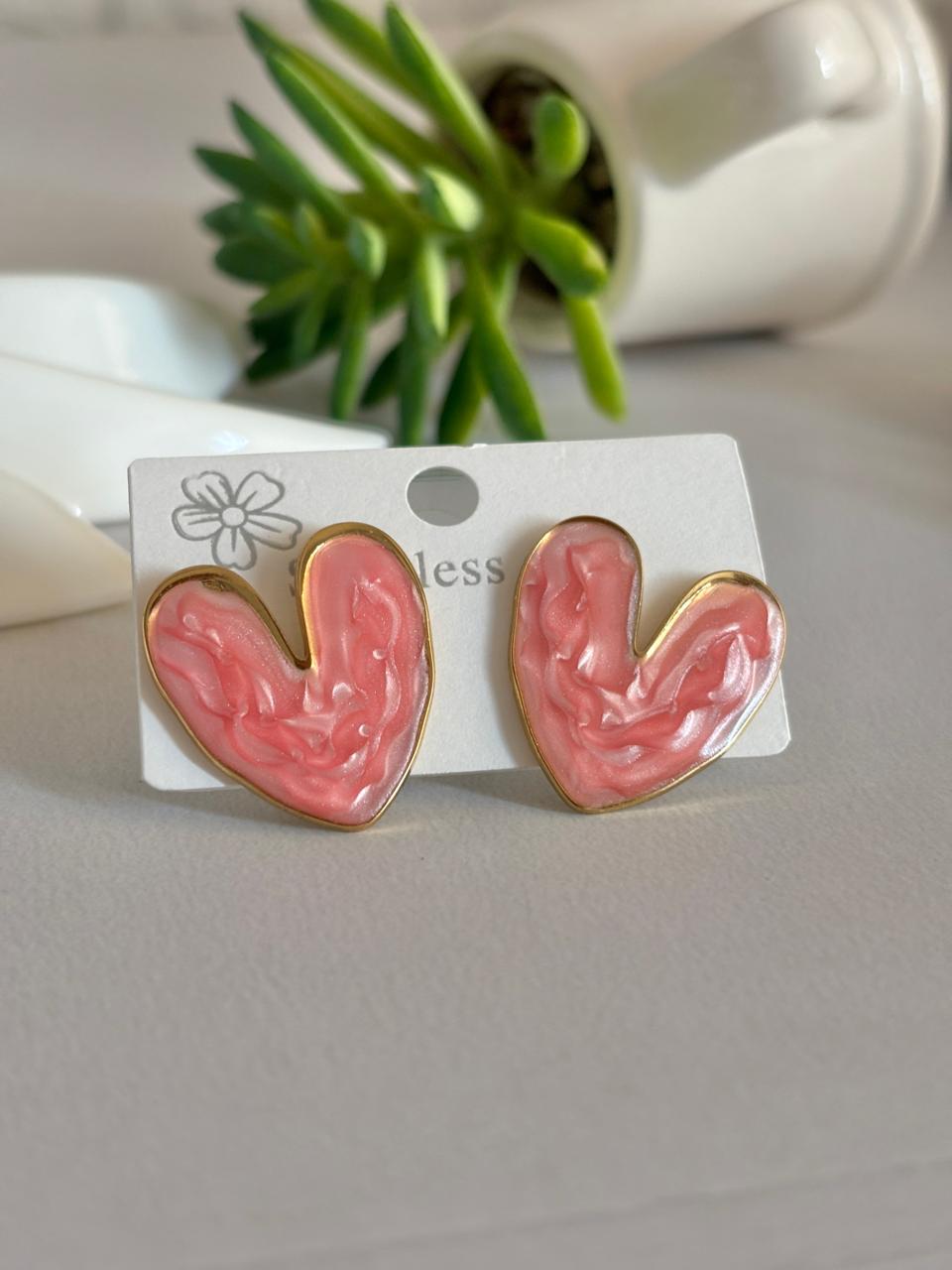 Women Enamel Chunky Heart Earring