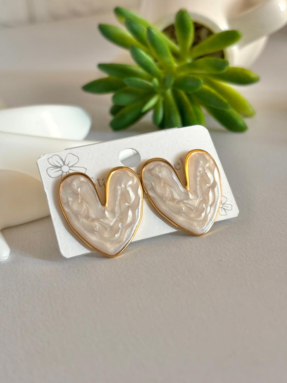 Women Enamel Chunky Heart Earring