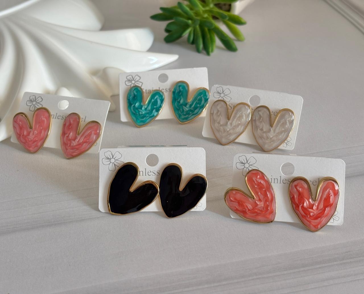 Women Enamel Chunky Heart Earring