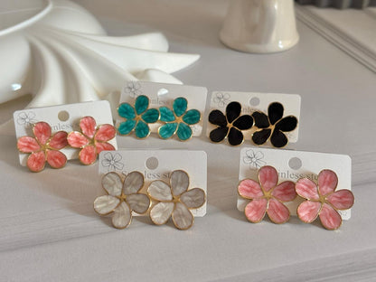 Women Enamel Big Flower Earring