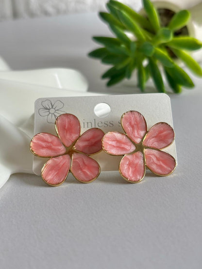 Women Enamel Big Flower Earring