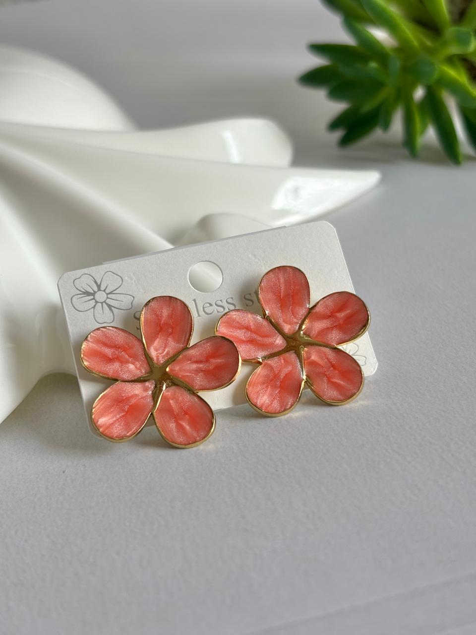 Women Enamel Big Flower Earring