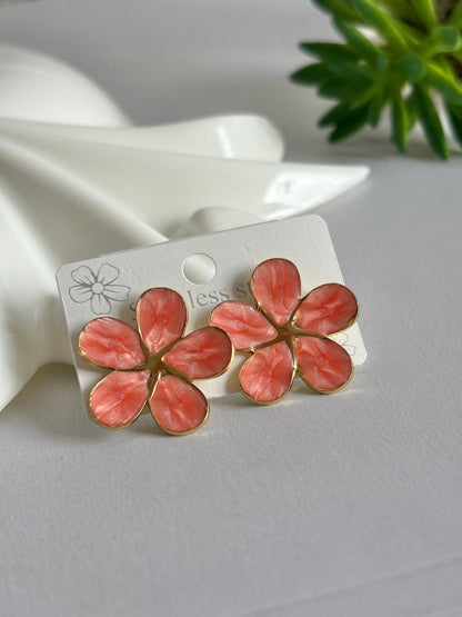 Women Enamel Big Flower Earring