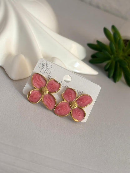 Women Enamel Elegant Flower Earring