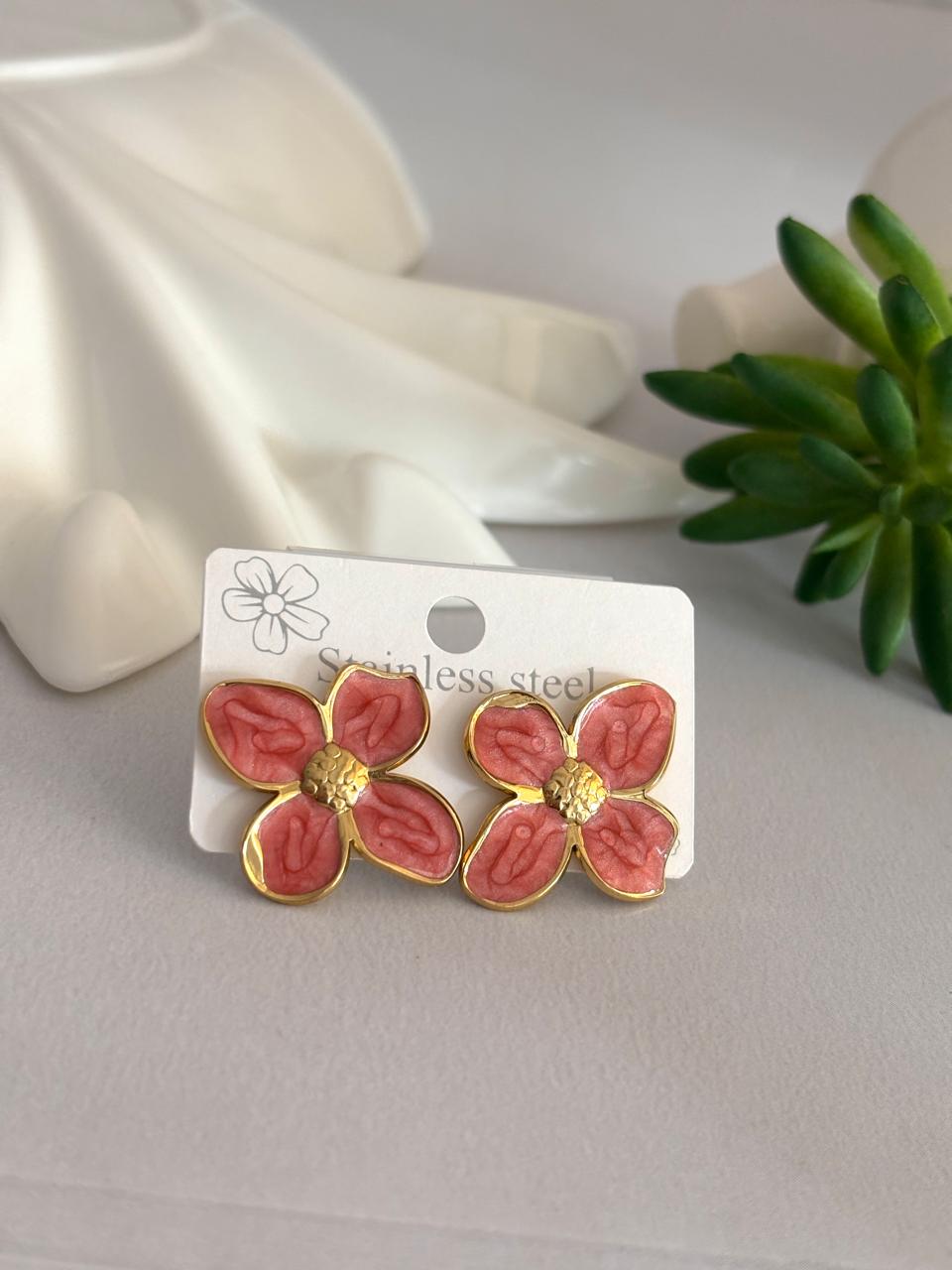 Women Enamel Elegant Flower Earring - Nimé By Shop Trendys