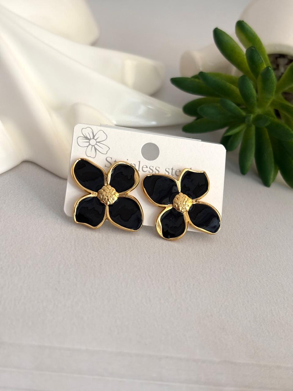 Women Enamel Elegant Flower Earring