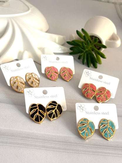 Women Enamel Leaf Earring