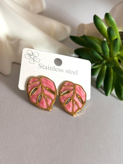 Women Enamel Leaf Earring