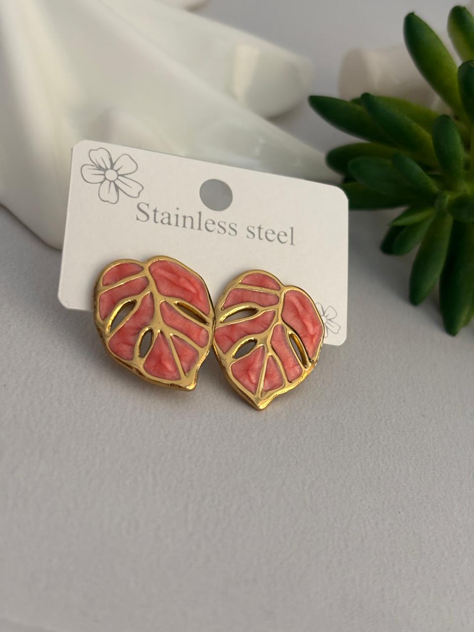 Women Enamel Leaf Earring