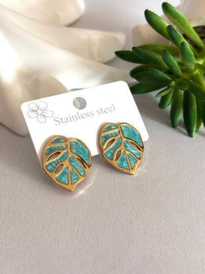 Women Enamel Leaf Earring