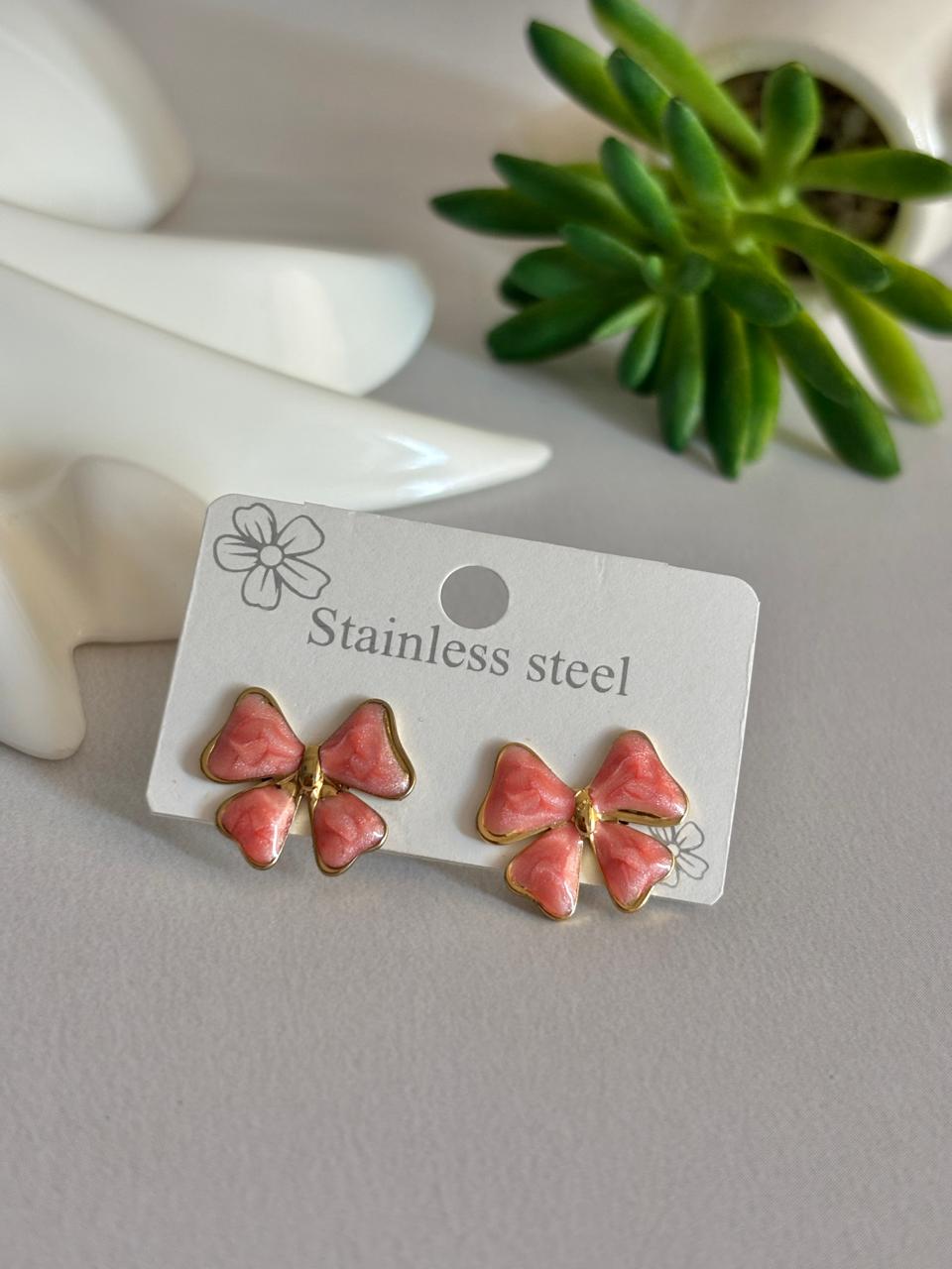 Women Enamel Dainty Bow Earring