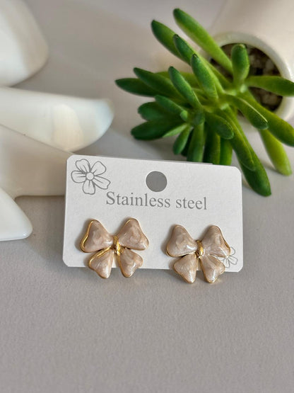 Women Enamel Dainty Bow Earring