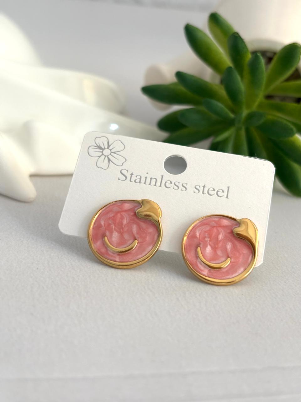 Women Enamel Heart Moon Earring