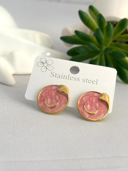 Women Enamel Heart Moon Earring