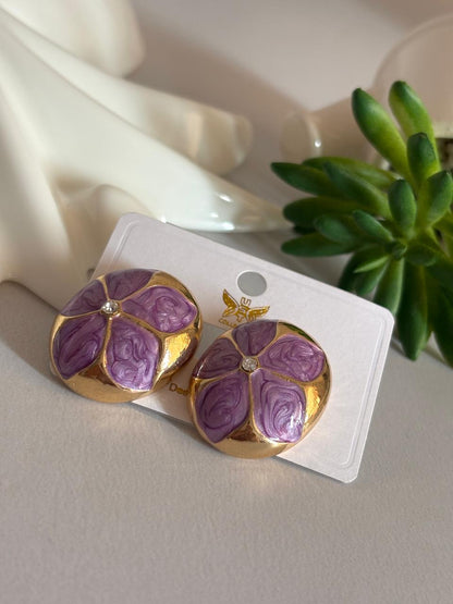 Women Enamel Embossed Flower Earring