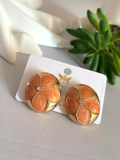 Women Enamel Embossed Flower Earring