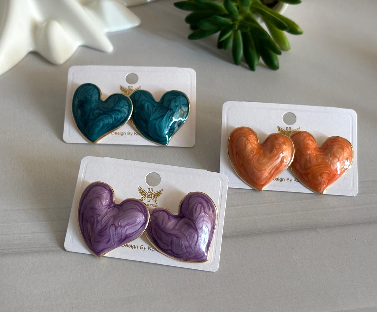 Women Enamel Galaxy Heart Earring