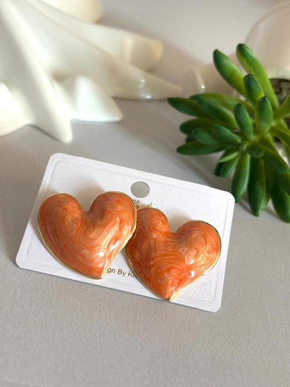 Women Enamel Galaxy Heart Earring