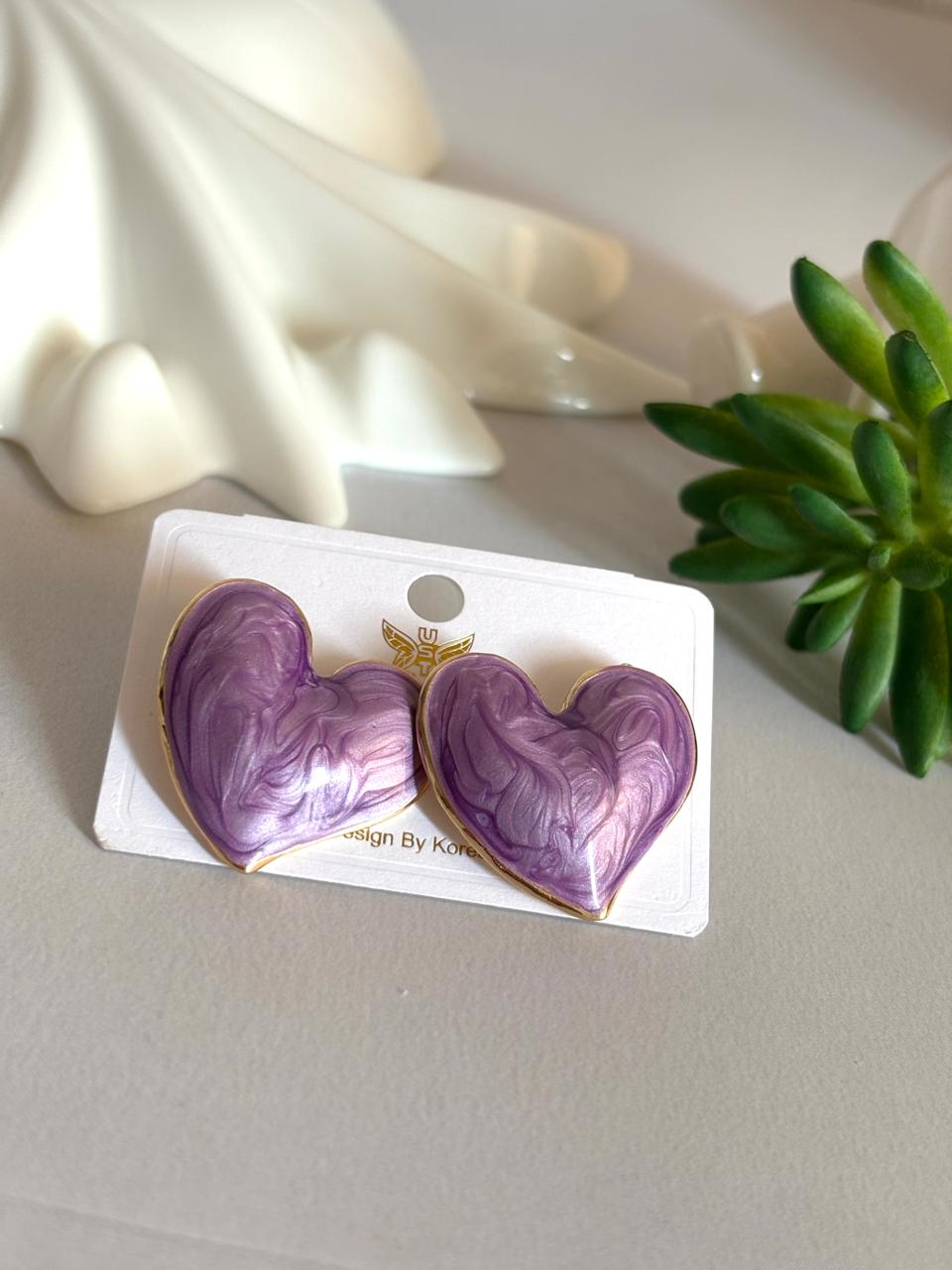 Women Enamel Galaxy Heart Earring