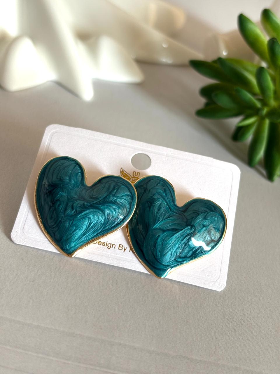 Women Enamel Galaxy Heart Earring