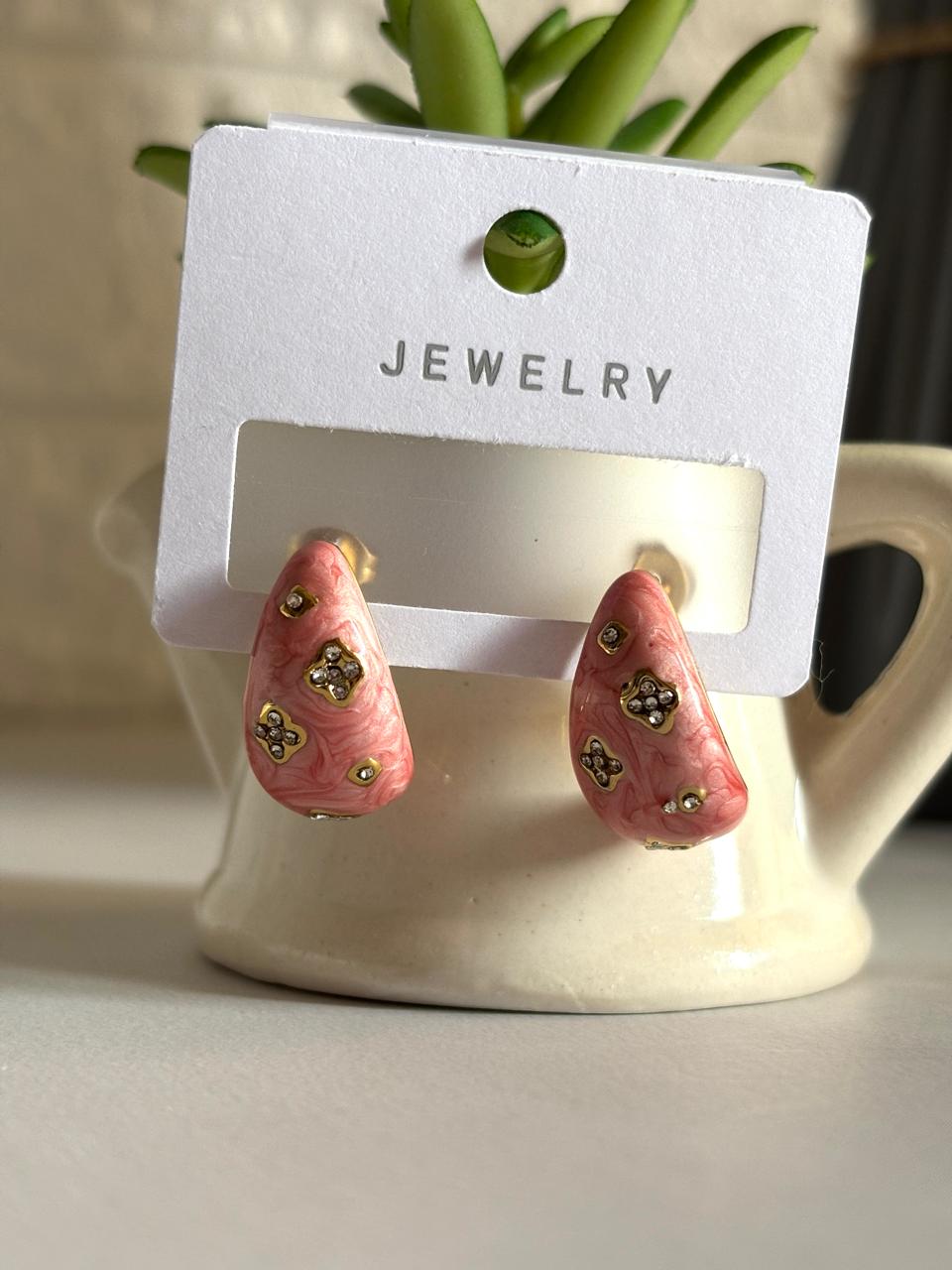 Women Enamel Diamond Studded Drop Earring