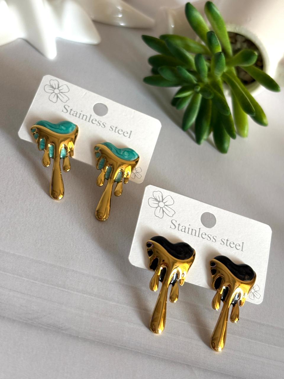 Women Enamel Melting Heart Earring