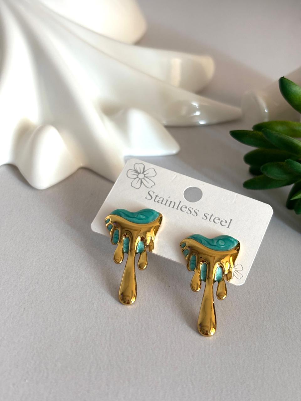 Women Enamel Melting Heart Earring