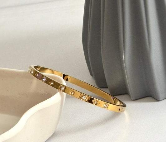 Women Golden Diamond Star Square Kada Bracelet (Anti Tarnish)